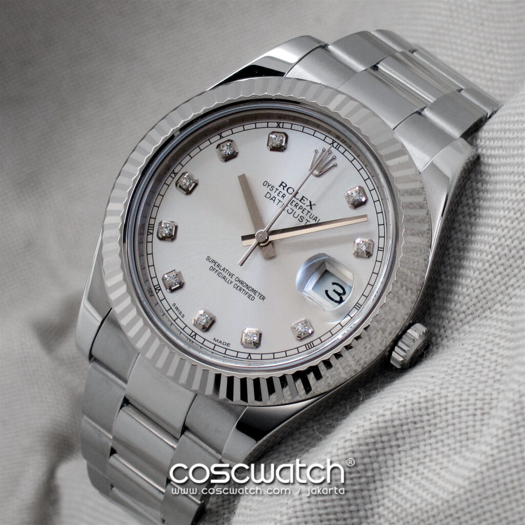 Rolex Datejust II 41 Silver Diamond Dial Oyster 116334